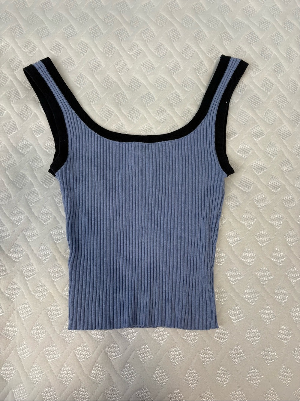 H&M Ribbed Periwinkle Tank with Black Trim XS